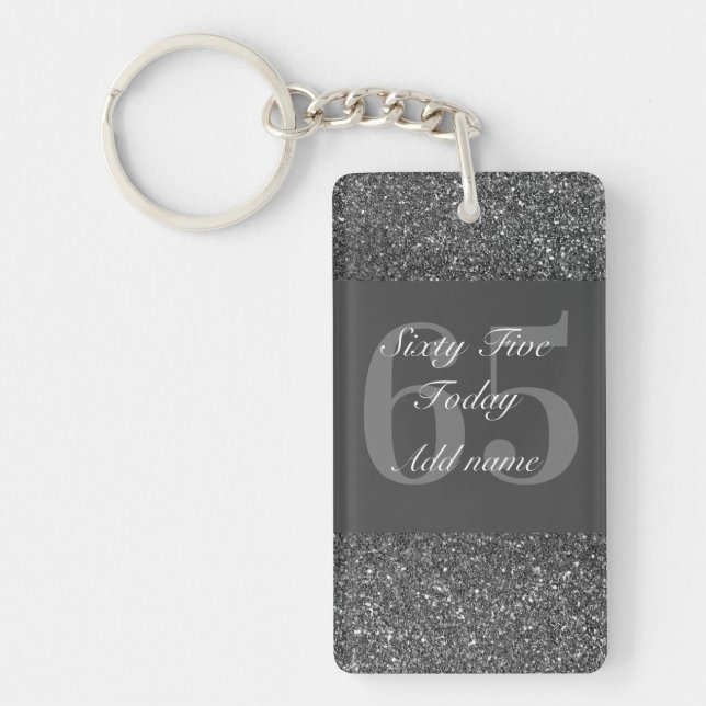 Personalised glamourous birthday keychain 65th (Front)