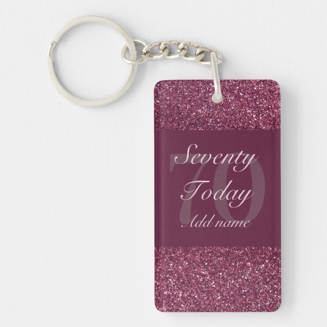 Personalised glamourous birthday keychain 70th (Front)