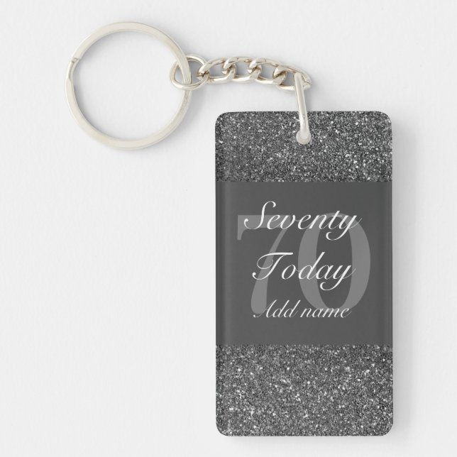 Personalised glamourous birthday keychain 70th (Front)