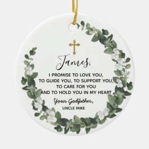 Personalised Godfather Promise to Godchild Ceramic Ornament