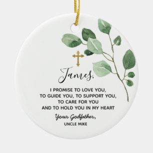 Personalised Godfather Promise to Godchild Ceramic Ornament