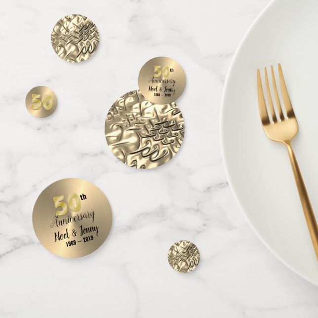 Personalised Gold 50th Anniversary Table Confetti (Group)