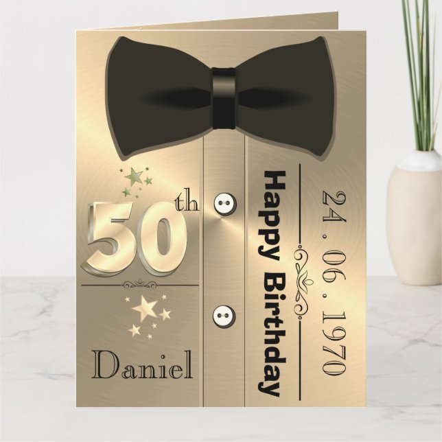Personalised Gold 50th Birthday Card For Him (Front)