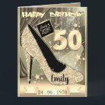 Personalised Gold 50th Birthday Card Idea For Her<br><div class="desc">Custom personalised gold themed 50th birthday greeting card idea for her. Create a 50th birthday card for Mum,  daughter,  wife or girlfriend.</div>