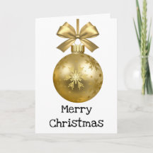 Personalised Gold Christmas bauble Greeting Card