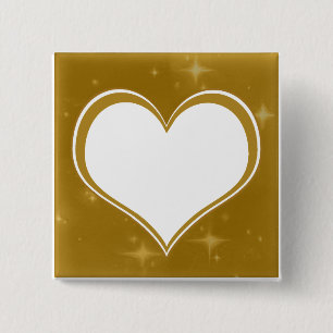 Personalised Gold Heart 2 Inch Square Button