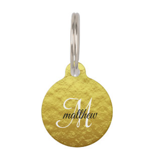 Personalised Gold Monogram Name Pet Tag