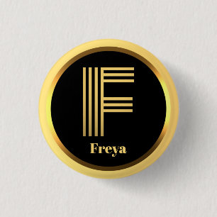 Personalised Gold Monogrammed Letter F 1 Inch Round Button