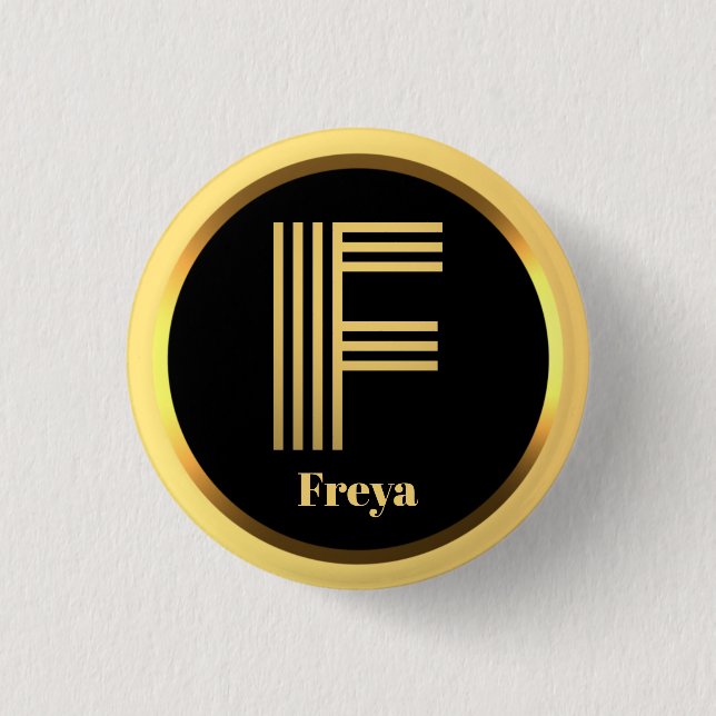 Personalised Gold Monogrammed Letter F 1 Inch Round Button (Front)