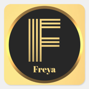 Personalised Gold Monogrammed Letter F Square Sticker