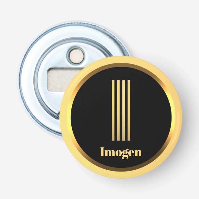 Personalised Gold Monogrammed Letter I Bottle Opener (Front)