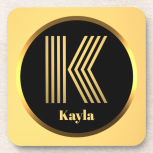 Personalised Gold Monogrammed Letter K Coaster