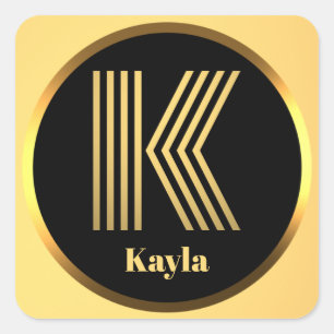 Personalised Gold Monogrammed Letter K Square Sticker