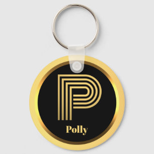Personalised Gold Monogrammed Letter P Keychain