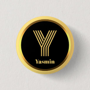 Personalised Gold Monogrammed Letter Y 1 Inch Round Button