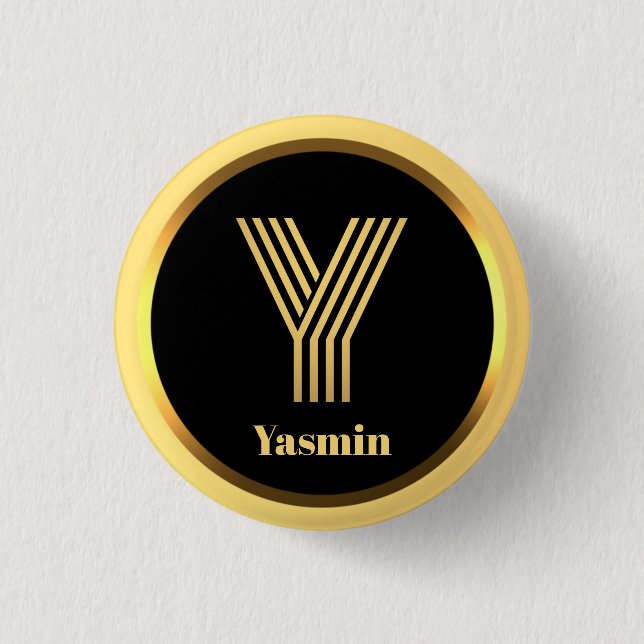 Personalised Gold Monogrammed Letter Y 1 Inch Round Button (Front)