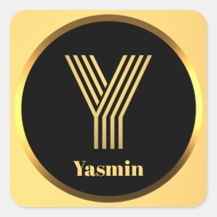 Personalised Gold Monogrammed Letter Y Square Sticker