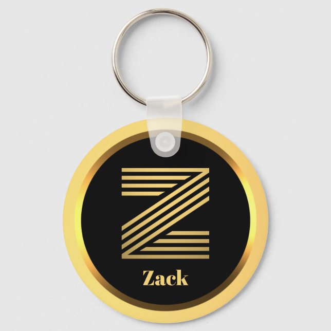 Personalised Gold Monogrammed Letter Z Keychain (Front)