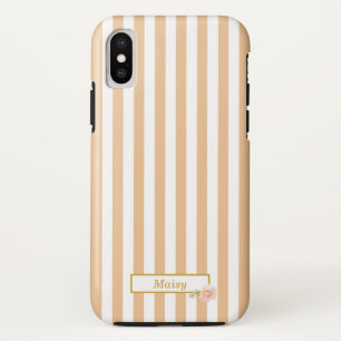 Personalised Gold Peach and White Striped Case-Mate iPhone Case