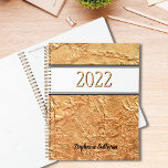 Personalised Gold  Planner<br><div class="desc">This elegant Planner is decorated with a textured effect print in faux gold.
Customize it by changing the name and the year.</div>