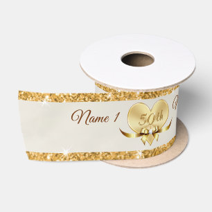 Personalised Golden Anniversary Ribbon, 50 Years Satin Ribbon