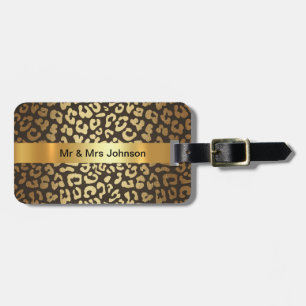 Personalised Golden Leopard Skin Luggage leather Tag