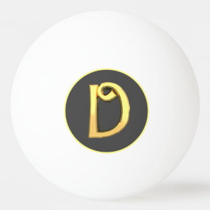 Personalised Golden Letter D Ping Pong Ball