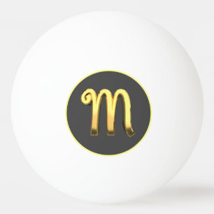 Personalised Golden Letter M Ping Pong Ball