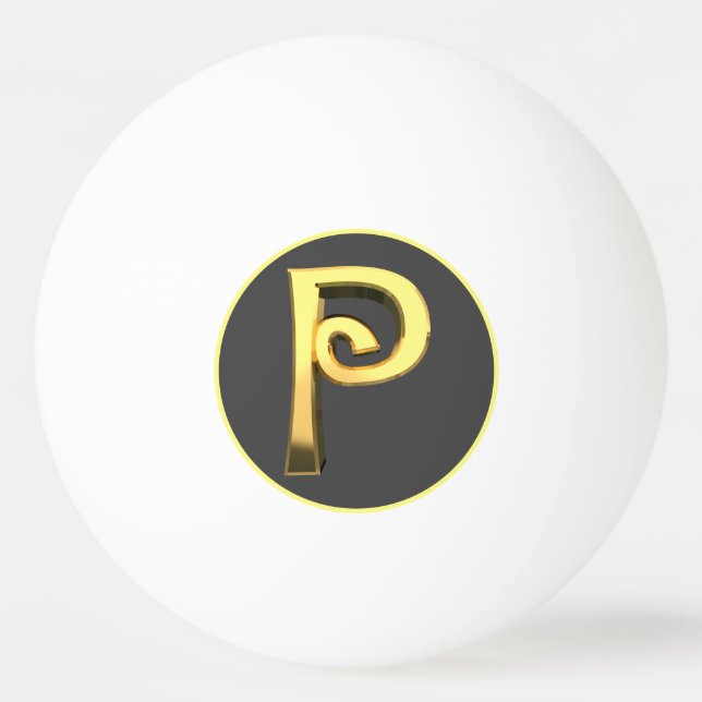 Personalised Golden Letter P Ping Pong Ball (Front)