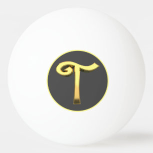 Personalised Golden Letter T Ping Pong Ball