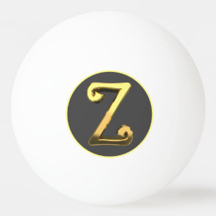 Personalised Golden Letter Z Ping Pong Ball