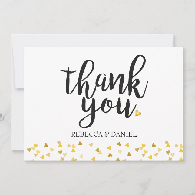 Personalised Golden Love Hearts Confetti Thank You (Front)