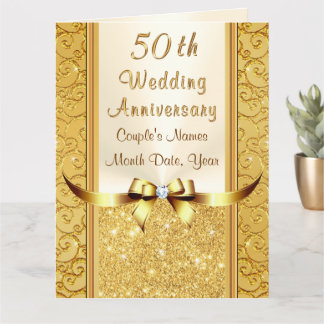 Personalised Golden Wedding Anniversary Cards, BIG Card