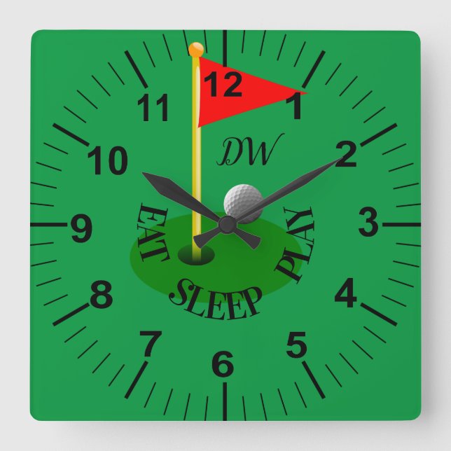 Personalised Golf Theme Wall Clock (Front)