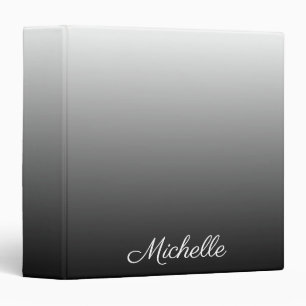 Personalised gradient ombre black shades of grey binder