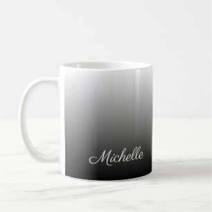 Personalised gradient ombre black shades of grey coffee mug