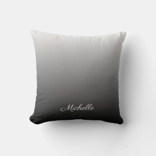 Personalised gradient ombre black shades of grey throw pillow