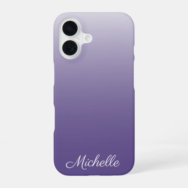 Personalised gradient ombre Ultra Violet iPhone 16 Case (Back)