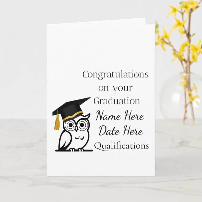 Personalised Graduation Gift for Her – Custom Name Card (Yellow Flower)