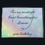 Personalised Great Granddaughter Birthday Large Gift Bag<br><div class="desc">Beautiful Rainbow design Personalised Great Granddaughter Birthday Gift Bag.</div>