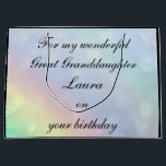 Personalised Great Granddaughter Birthday Large Gift Bag<br><div class="desc">Beautiful Rainbow design Personalised Great Granddaughter Birthday Gift Bag.</div>