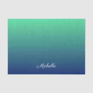 Personalised green and blue ombre tissue paper
