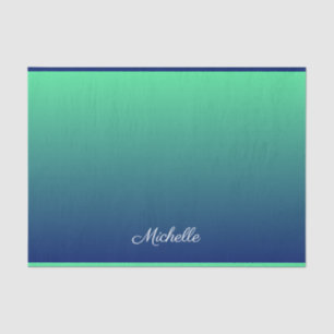 Personalised green and blue ombre tissue paper