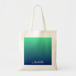 Personalised green and blue ombre tote bag