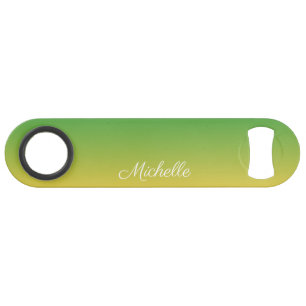 Personalised green and yellow ombre bar key