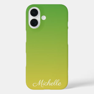 Personalised green and yellow ombre iPhone 16 case
