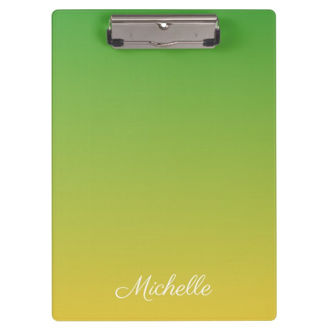 Personalised green and yellow ombre clipboard (Front)