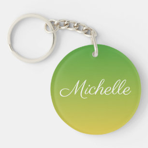 Personalised green and yellow ombre keychain