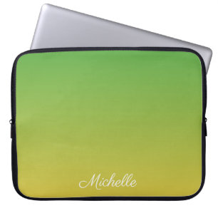 Personalised green and yellow ombre laptop sleeve
