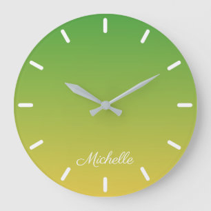 Personalised green and yellow ombre large clock